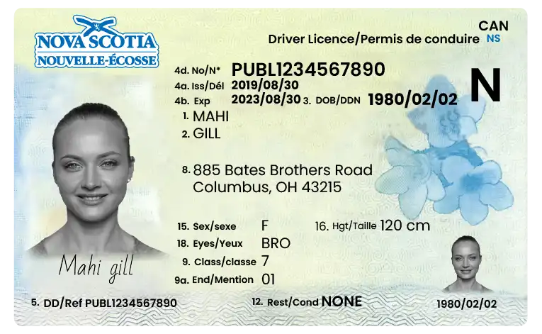 Order Nova scotia drivers license